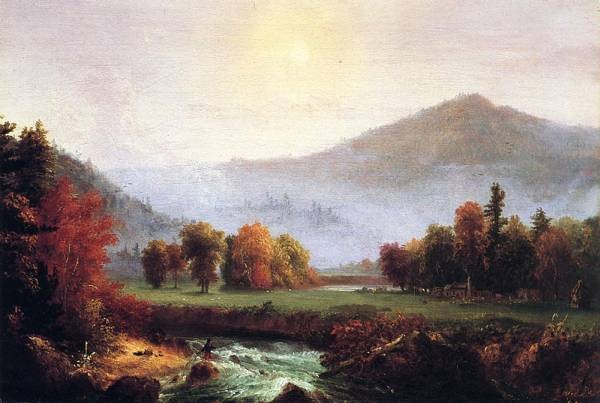 Morning Mist Rising Plymouth New Hampshire A View in the United States of American in Autunm